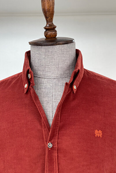 NAZEF Slim Fit Button Collar Slim Corduroy Shirt