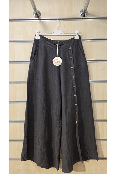 Park Moda Italian Linen Trousers with Button Detail