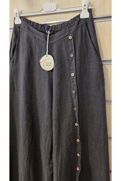 Park Moda Italian Linen Trousers with Button Detail