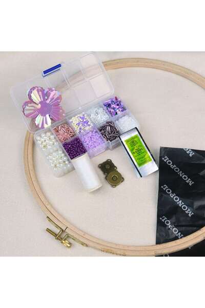 Prestij Boncuk Set de realizare de genți cu mărgele în tonuri violet 11 model...