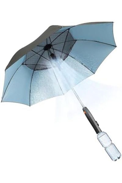 Generic 3-in-1 Cooling Umbrella with Built-in Fan & Mist Sprayer, UV Protection Sun Umbrella for Outdoor Use