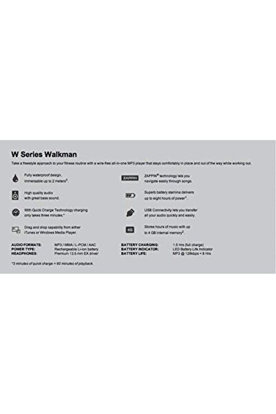 Sony Walkman 4GB Waterproof Sports MP3 Player, White - NWZW273S