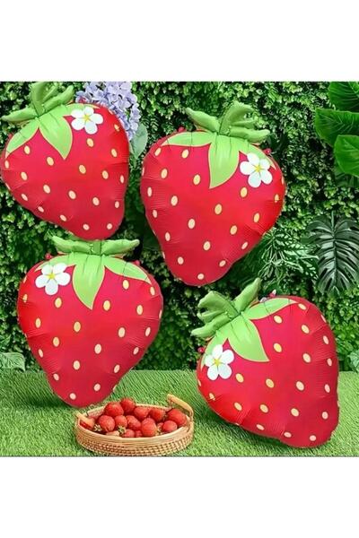 Çemrek Süs Parti Retro Strawberry Balloon Strawberry Foil Balloon Matte Red 60 cm 1 unit