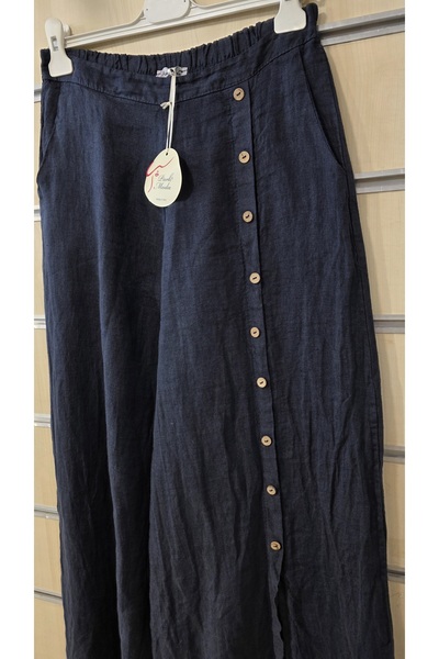 Park Moda Italian Linen Trousers with Button Detail