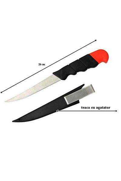 SGTT Fishing knife, plastic handle, total length 26 cm, plastic sheath with hanger
