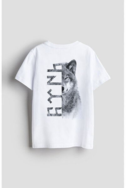 Darkia Türk Bozkurt Göktürk Yazılı Çift Taraf Ön Sırt Kurt Baskılı Tasarım Unisex Çocuk Tişört