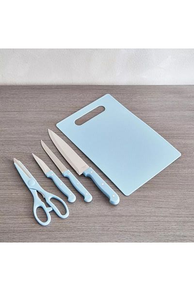 Home Box Rogers 5-Piece Knives with Scissors and Chopping Board Set