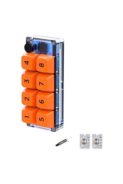UnderShop Mini Custom Programmable Mechanical Keyboard, 8 Buttons, Gaming, Design and Office, Orange-Transparent
