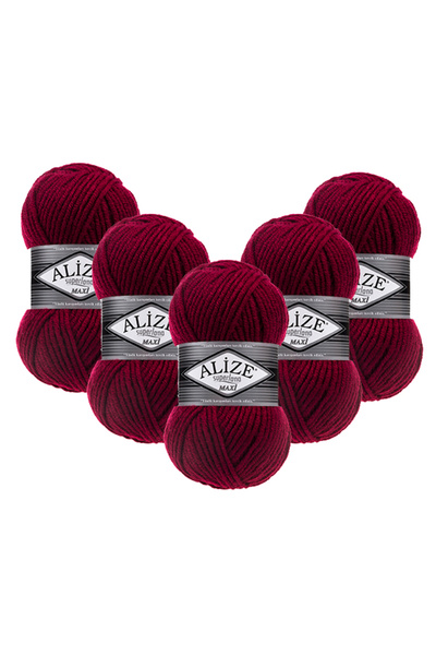 Alize Superlana Maxi 5-Pack –390 -Thick Knitting Yarn for Winter Sweater Cardigan and Scarf