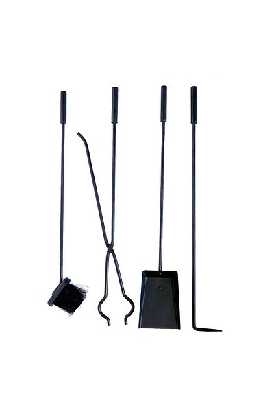 SGTT Set suport pentru șemineu cu 4 unelte, 80 cm, negru mat