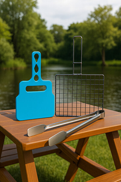 Metler Kebap Tel Izgara 48x24cm + Maşa + Plastik Yelleme Seti | Mangal İçin P...