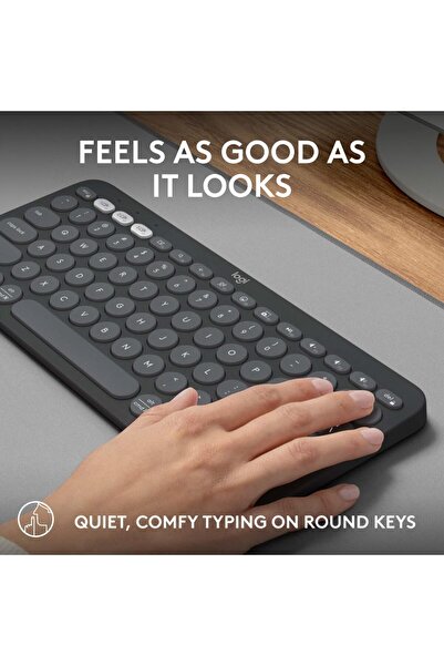 logitech Pebble Keys 2 K380s, Multi-Device Bluetooth Wireless Keyboard, Slim and Portable - Graphite