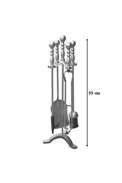SGTT Set suporturi scule pentru șemineu, 4 piese, nichel, 53 cm