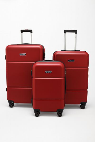 Hayyak Set of 3 Luggage with Carry on & Checked In Travel Bag with Combination Lock| 20/24/28-Wine Red
