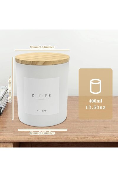 OEM Ceramic cups with wooden lids for bathroom accessories, set of 3x400 ml