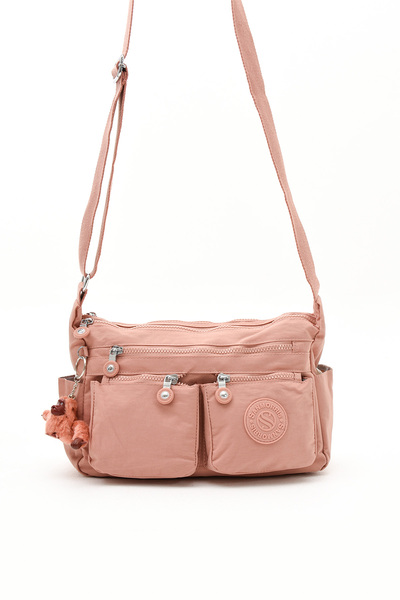 Sanmorris Women's Large Size Compartment Water Resistant Crinkle Fabric Black Color Shoulder Bag