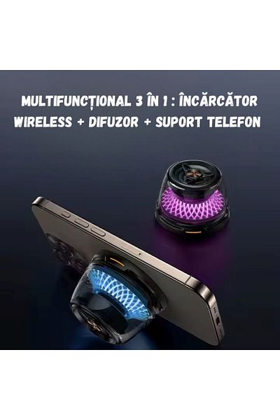 OEM Portable speaker, 15w wireless charger, Bluetooth, 5H battery life, RGB, MagSafe, phone holder
