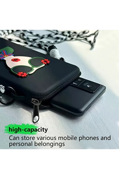 GlassySKY Şık Figürlü Silikon Cep Telefonu Çantası Çapraz Omuz Çantası