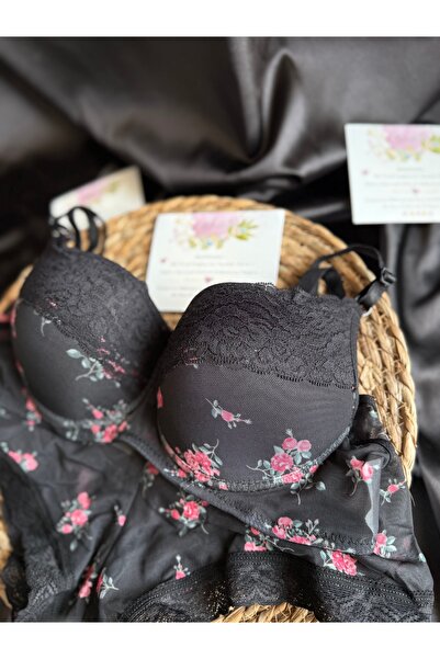 Nuzabi Flow Black Underwire Push-Up Bra Suit