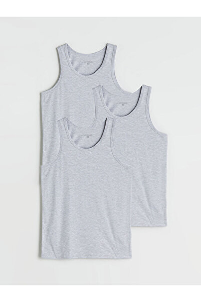 LC Waikiki Gray Crew Neck Cotton Men's Undershirt 3-Pack