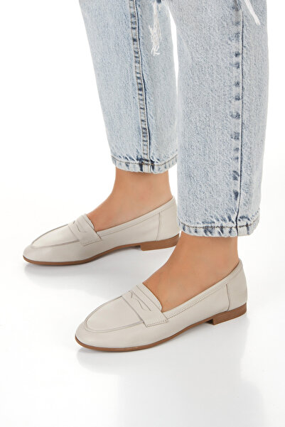 ÜNAL ÖZER ÜNAL ÖZER Жіночі бежеві туфлі з натуральної шкіри з круглим носком для щоденного носіння Un001-053