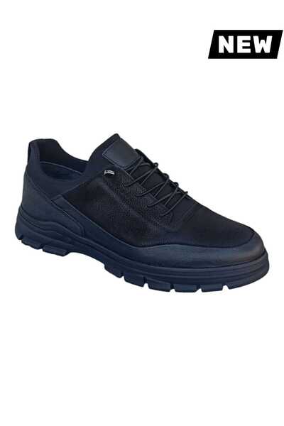 oktay kundura Men's B505K Leather Rubber Anti-Skid Soles Autumn Winter Spring Black Outdoor Shoes