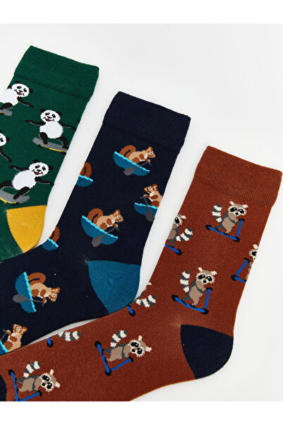 LC Waikiki Блестящи избори от Shining Store | Комплект от 3 чифта мъжки чорапи с принт