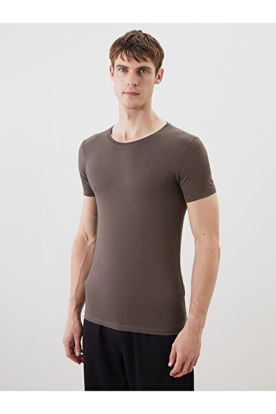 LC Waikiki Brown Crew Neck Short Sleeve Men's Undershirt