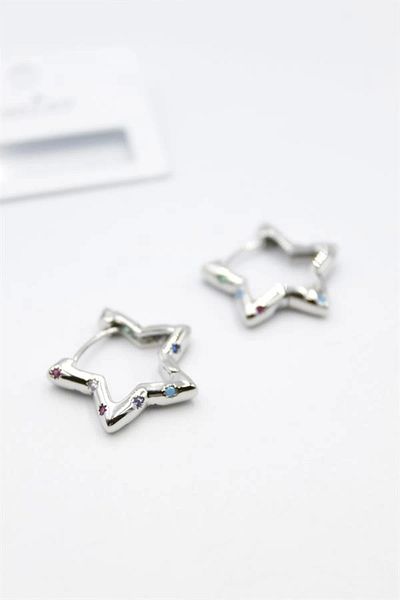 No8 Home Stone Star Earrings - Silver