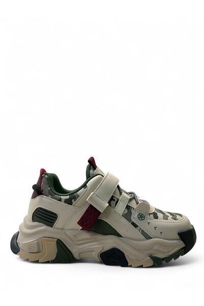 pepino 2021 Orthopedic Boy Cream/Khaki Camouflage/Burgundy Comfortable Sneaker