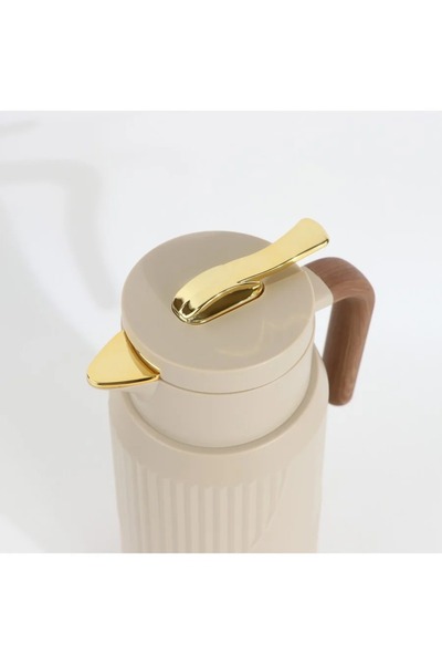 rexa ترمس شاي بيج داكن بمقبض خشبي سعة 1.9 لتر - 2SS02-2232