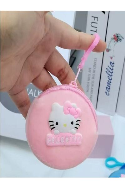 FuryaTedarik Kuromi Blue Plush Round Wallet – Cute Character Design, Keychain