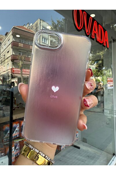 OVADA iPhone 7/8/SE Uyumlu Kamera Koruma Çıkıntılı Kalp Love Baskılı Premium Kılıf