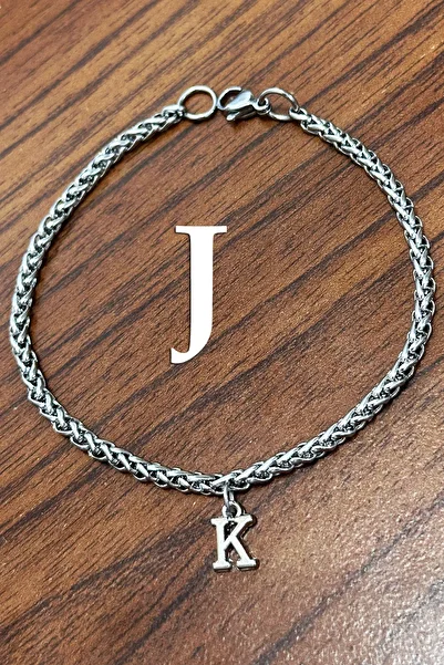 Takı Dükkanı Stainless Steel Bracelet with Hanging Letters Gift for Lover and Wife Acb01-H