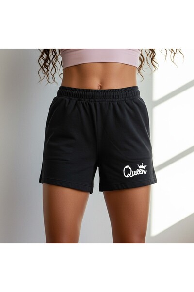 dk defne ky Women's Shorts Black Printed