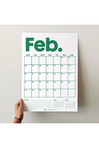 bi'aldım 2026 Aylık Planlayıcı Duvar Takvimi, Önceki ve Sonraki Ay Takvim, 33X48 cm & A4 Poster Takvim, Canlı