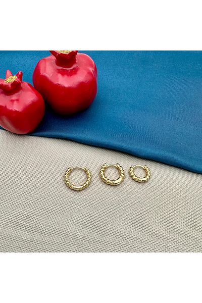 Opia Takı & Aksesuar Steel Triple Twist Ring Multiple Earrings Set