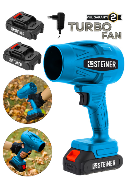 STEİNER 21 V 5 Ah Çift Akülü Şarjlı Akülü Jet Fan Üfleyici Toz Üfleyici Mangal Yakma Araba Kurutma Makinesi