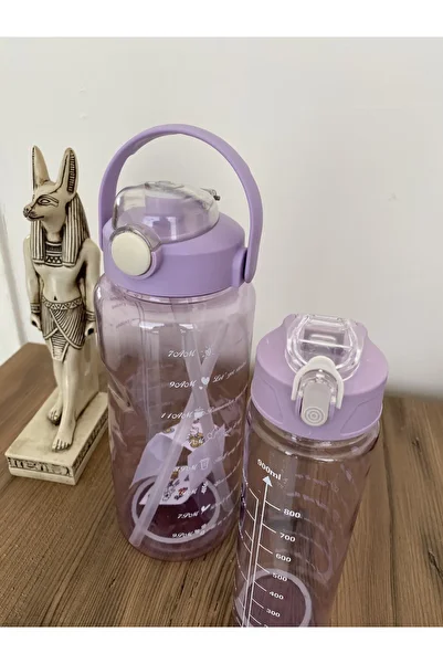 MUBX Transparent 2-Piece Motivational Water Bottle 2000Ml+900Ml Water Bottle Water Bottle Bpa Free