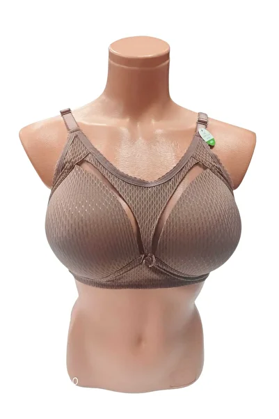 wear treasure C Cup Wireless Sponge Front Fabric and Tulle Detailled Side Support Wire Recovery Bra
