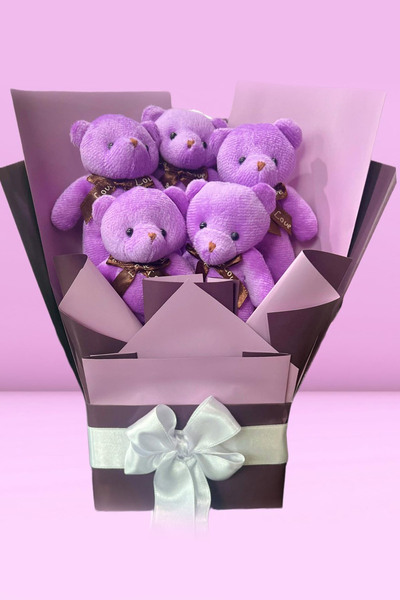Sole 90 cm Plush Teddy Bear and Romantic Purple Plush Teddy Bear Bouquet Special Birthday Gift for Girlfriend