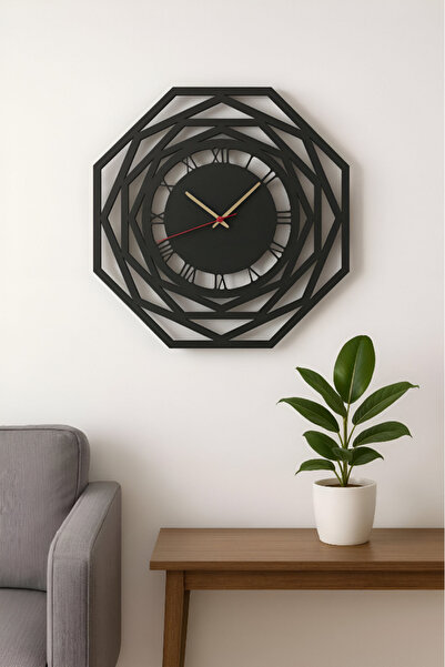 sanatsal şeyler Modern tasarım siyah lazer kesim duvar saati