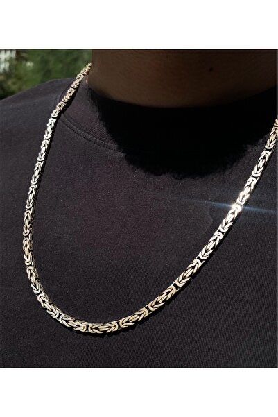 resse aksesuar KUYUMCULUK 925 Ayar Gümüş Kral Zincir Kare Model Kolye 7.5 mm