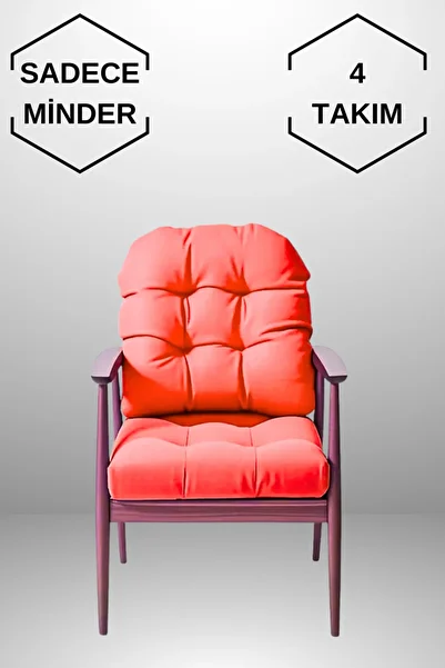 MoMMe Chair Cushion 45X45 cm Seat and Back (4 Set) Red