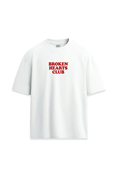 Darkia تي شيرت مريح للجنسين مطبوع عليه شعار Broken Hearts Club