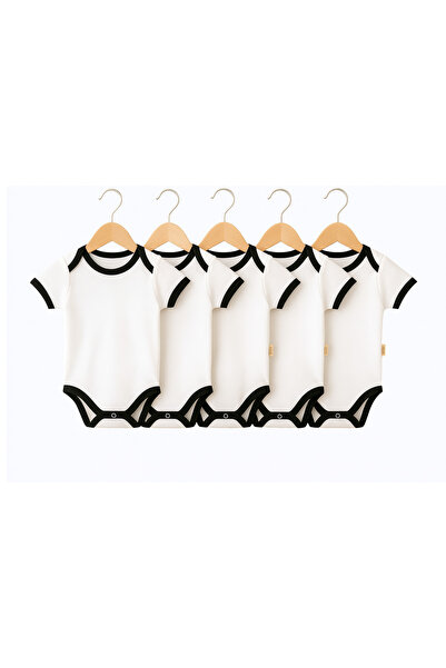 Kiddy Boo 5 li Set Organik %100 Pamuk Siyah Biyeli 0-3 ay / 3 yaş arası Kız E...