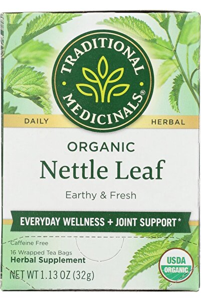 TRADITIONAL MEDICINALS شاي عشبي من اوراق نبات القراص العضوي من تراديشنال ميديسينالز لدعم صحة المفاصل والعافية العامة-16كيس