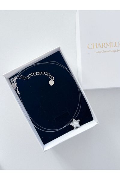 CHARMLUCKY Zircon Stone Star Ghost Necklace