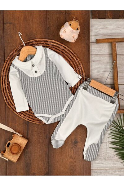 Kids Kingdom Cotton Polo Collar Bottom Snap Fastener Baby Boy 2 Piece Set
