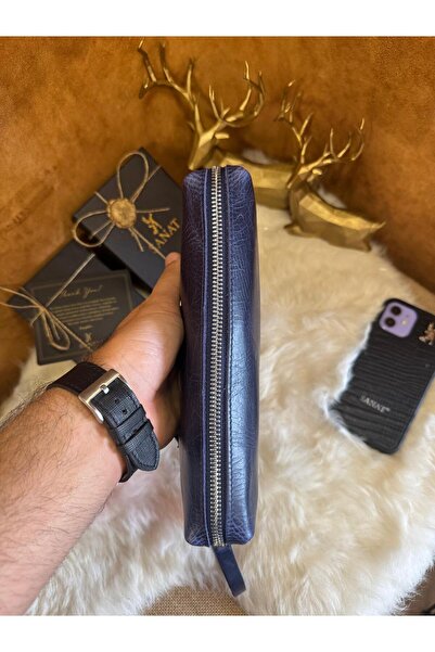 SANAT Hakiki Deri El tutma saplı Kartlıklı Erkek El Çantası - Seyahat Çantası - Tıraş Çantası 13,5x21x3,5